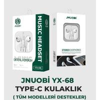 Jnuobi Type C Girişli Streo Kablolu Kulaklık Beyaz Type-C Kulaklık YX-68